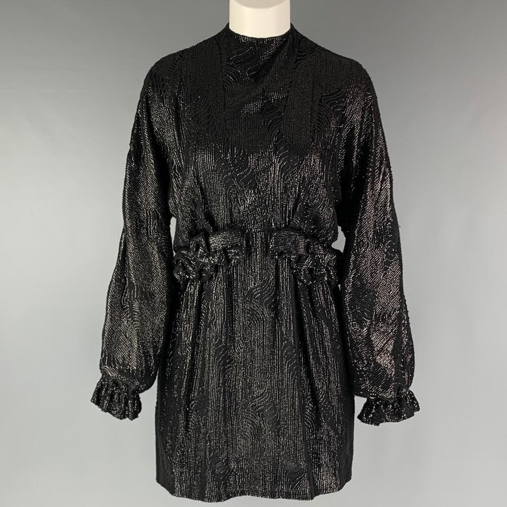 DRIES VAN NOTEN Size 2 Black Viscose Sequined Mini Dress